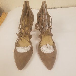 Taupe Suede Lace up Pumps Charlotte Russe New